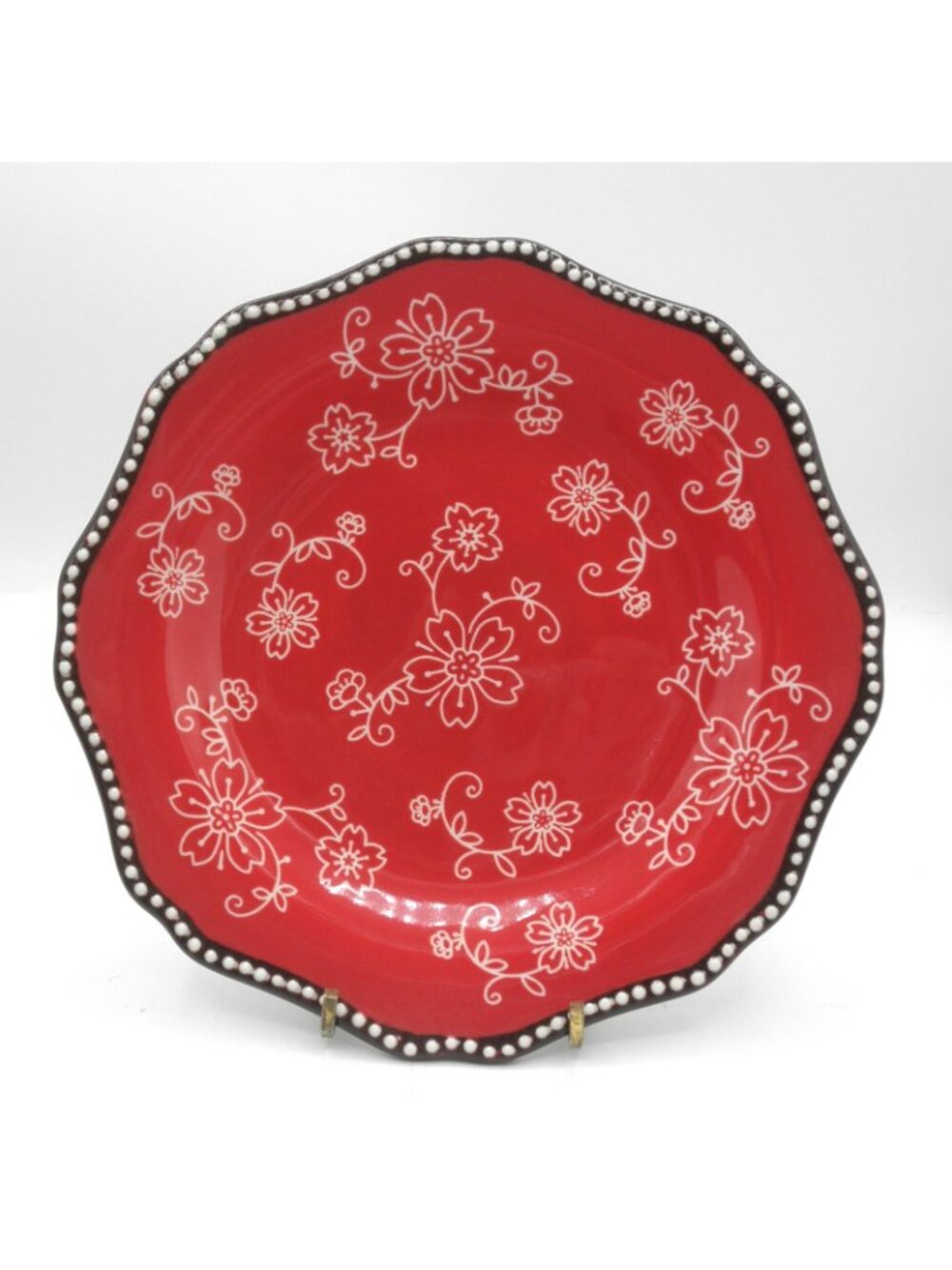 Kunaboo Red 8-7/8 Inch Salad plates Set of 4 Sakura Cherry Floral Lace Design - Picture 6 of 7